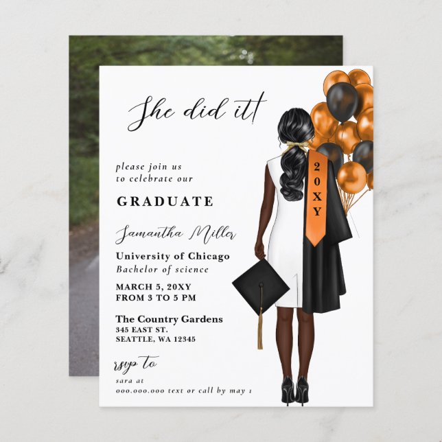 予算オレンジ色の写真彼女はそれを卒業した (正面/裏面)