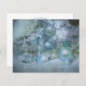 予算オーナメントメリークリスマスブルーティール（緑がかった色）ホリデイ (正面/裏面)