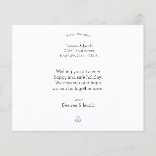 予算オーナメントメリークリスマスブルーティール（緑がかった色）ホリデイ (裏面)