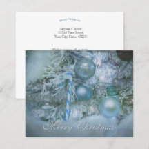 予算オーナメントメリークリスマスブルーティール（緑がかった色）ホリデイ