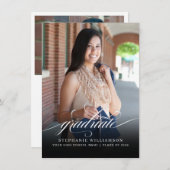予算オーバーエレガントレイスクリプト写真の卒業 ノートカード (正面/裏面)