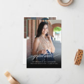 予算オーバーエレガントレイスクリプト写真の卒業 ノートカード (正面/裏面インサイチュ)