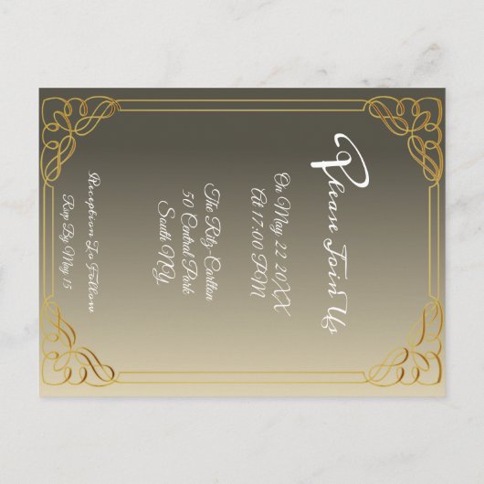 予算オーバーレイ写真エレガントな結婚式の招待状 インビテーションポストカード (裏面)