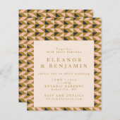 予算オールインワンアールデコ金ゴールド結婚式の招待 (正面/裏面)