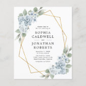 予算オールインワンブルーフローラ結婚式招待状 (正面)