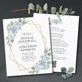 予算オールインワンブルーフローラ結婚式招待状