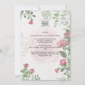 予算オールインワン ダスティピンク ローズ フラワー ウェディング 招待状 (裏面)