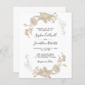 予算オールインワン ヴィンテージ フラワー ウェディング インビテーション (正面/裏面)