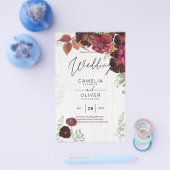 予算オールインワン　素朴な秋のバーガンディー色の結婚式 チラシ (シングル)