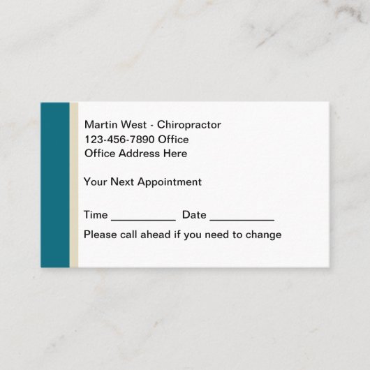 予算カイロプラクターアポイントメント名刺 予約カード (正面)