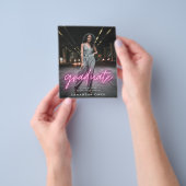 予算カスタマイズ可能なピンクのネオン卒業写真 チラシ (手)