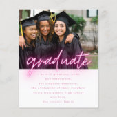 予算カスタマイズ可能なピンクのネオン卒業写真 チラシ (裏面)