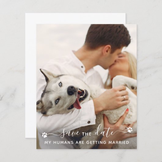 予算カスタムのペットフォトドッグ結婚式の日付を保存 (正面/裏面)