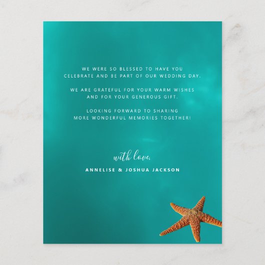 予算カスタムビーチ結婚式感謝していユー (裏面)