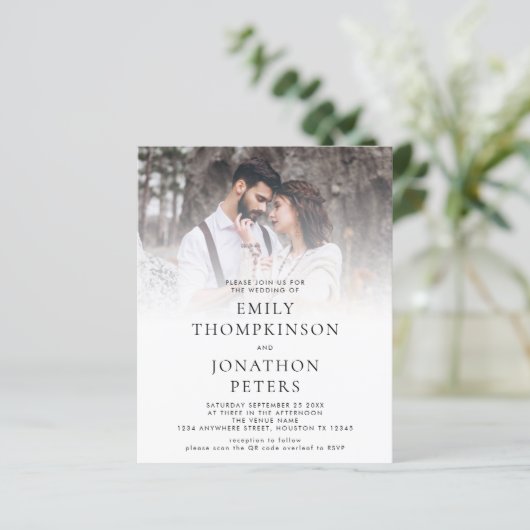 予算カスタム写真QRコード結婚式招待状 (スタンド正面)