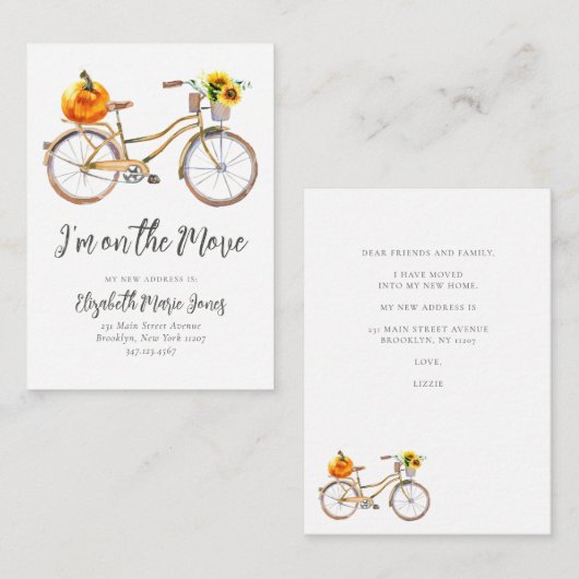 予算カボチャひまわり自転車移動 ノートカード (正面/裏面)