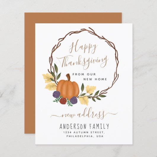 予算カボチャリースの新住所のお知らせ (正面/裏面)