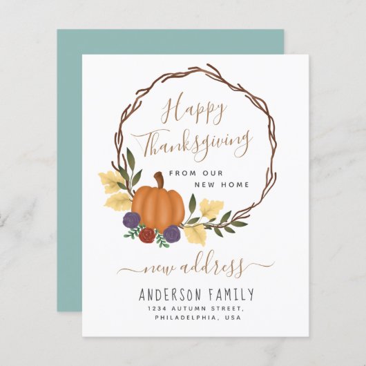 予算カボチャリースの新住所のお知らせ (正面/裏面)