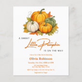 予算カボチャ小さなベビーシャワー招待状 (正面)