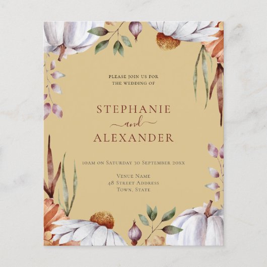 予算カボチャ結婚フローラのQRコード招待状 (正面)