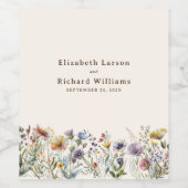 「予算カラフルワイルドフラワーフローラ結婚の ワインラベル (シングルラベル)