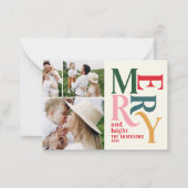 予算カラフルヴィンテージのクリスマス写真 ノートカード (正面)