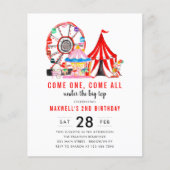 予算カーニバルサーカスショー誕生日招待状 (正面)