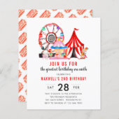 予算カーニバルサーカスショー誕生日招待状 (正面/裏面)