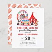 予算カーニバルサーカスショー誕生日招待状 (正面/裏面)