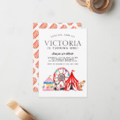 予算カーニバルサーカスフェスティバルパーティーキッド誕生日 ノートカード (正面/裏面インサイチュ)