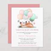 予算キツネスリープするピンクの仮想ベビーシャワー招待状 (正面/裏面)
