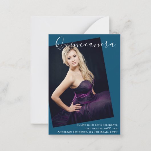 予算キンセアニェラ写真招待状発表 ノートカード (正面)