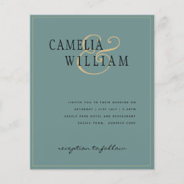 予算クラシックセージ緑の金ゴールド結婚式の招待 チラシ