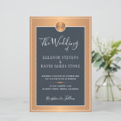 予算クラシックデコ海軍金ゴールド結婚式招待状 (スタンド正面)