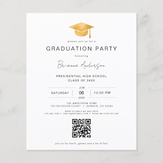 予算クラシック最小主義金ゴールドQRコード卒業 (正面)