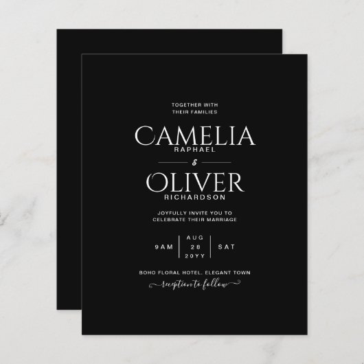 予算クラシック白黒モノワ結婚ー (正面/裏面)