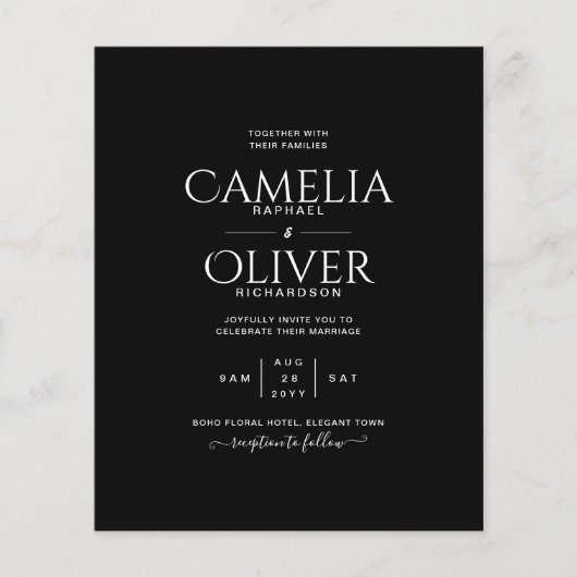 予算クラシック白黒モノワ結婚ー チラシ (正面)