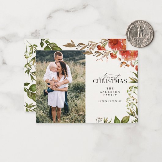予算クリスマスの紅葉staredとgreen ノートカード (正面/裏面インサイチュ)