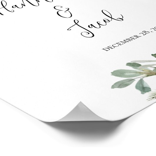 予算クリスマスウィンターウェディングウェルカムサイン ポスター (角)