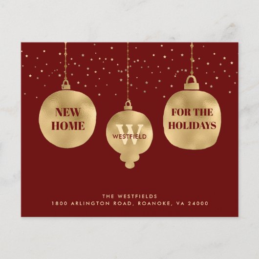 予算クリスマスオーナメントレッドホリデームービングカード (正面)