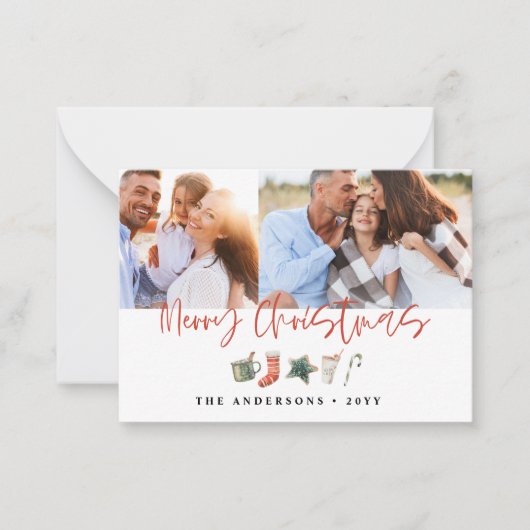 予算クリスマスクッキー飲み物キャンディーケーンホリデー ノートカード (正面)