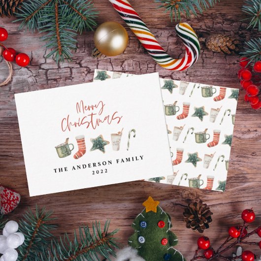 予算クリスマスクッキー飲み物キャンディーケーンホリデー ノートカード