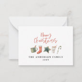 予算クリスマスクッキー飲み物キャンディーケーンホリデー ノートカード (正面)