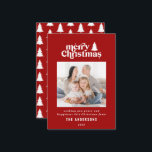 予算クリスマスグラフィックタイポグラフィ写真休日 ノートカード<br><div class="desc">予算メリークリスマスのグラフィックタイポグラフィ写真のホリデーカード。手描きモダンの文字と木。</div>