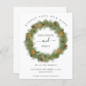 予算クリスマスコーンオレンジの結婚式の日付を保存 (正面/裏面)