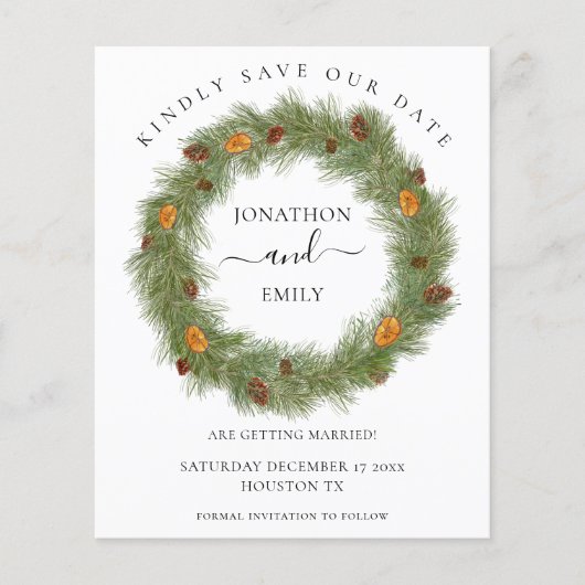 予算クリスマスコーンオレンジの結婚式の日付を保存 (正面)