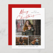 予算クリスマススクリプト3フォトクリスマスカード (正面/裏面)