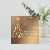 予算クリスマスツリーパーティー金ゴールド 招待状 (スタンド正面)