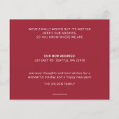 予算クリスマスツリー引っ越しましたフォトカード (裏面)