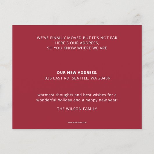 予算クリスマスツリー引っ越しましたフォトカード (裏面)